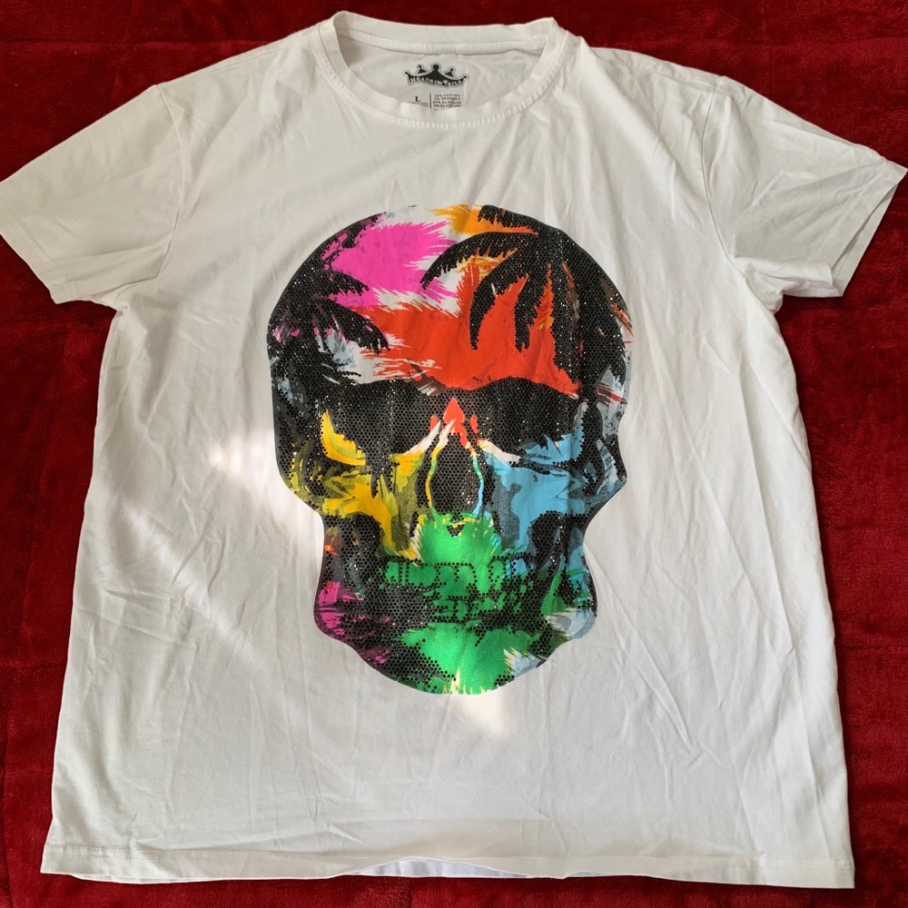 3D Graphic Paint Spatter Skull T-Shirt